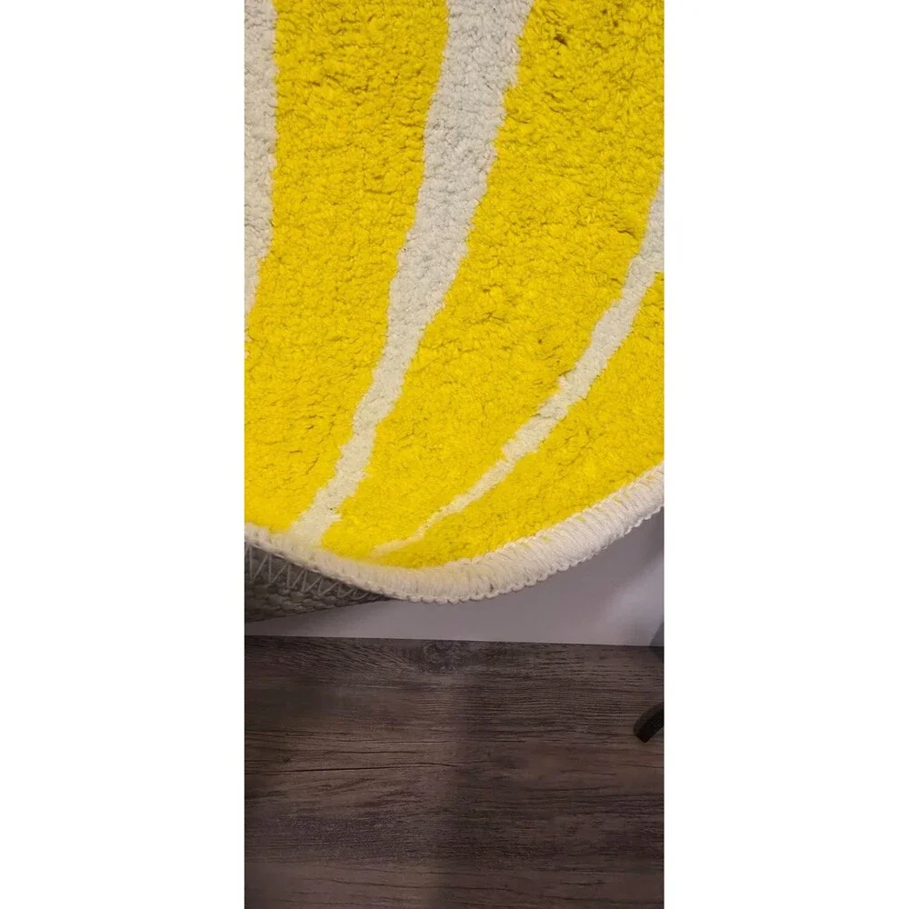 Lemon Shaped Machine Washable Non-Slip Bath Rug Yellow - Room Essentials